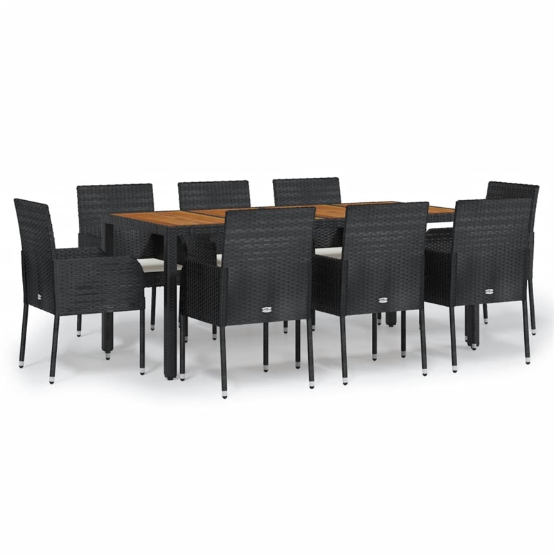 vidaXL Garden Dining Set in Black/Cream White