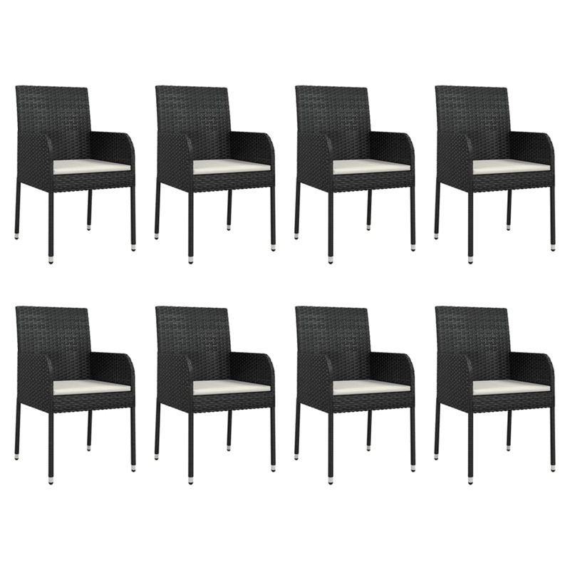 vidaXL Garden Dining Set in Black/Cream White