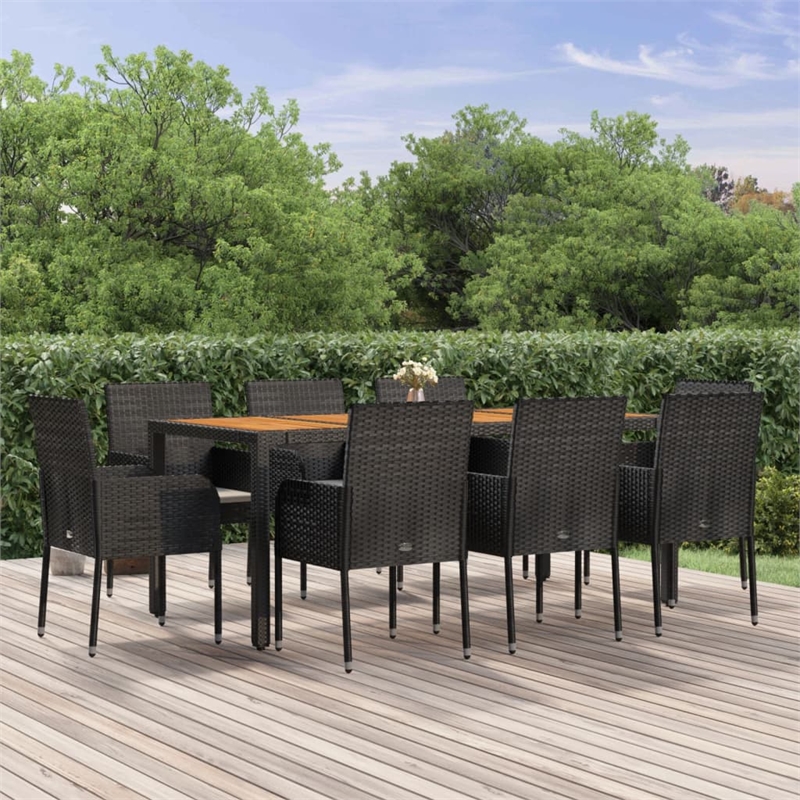 vidaXL Garden Dining Set in Black/Cream White