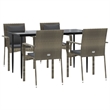 vidaXL Garden Dining Set in Black and Gray