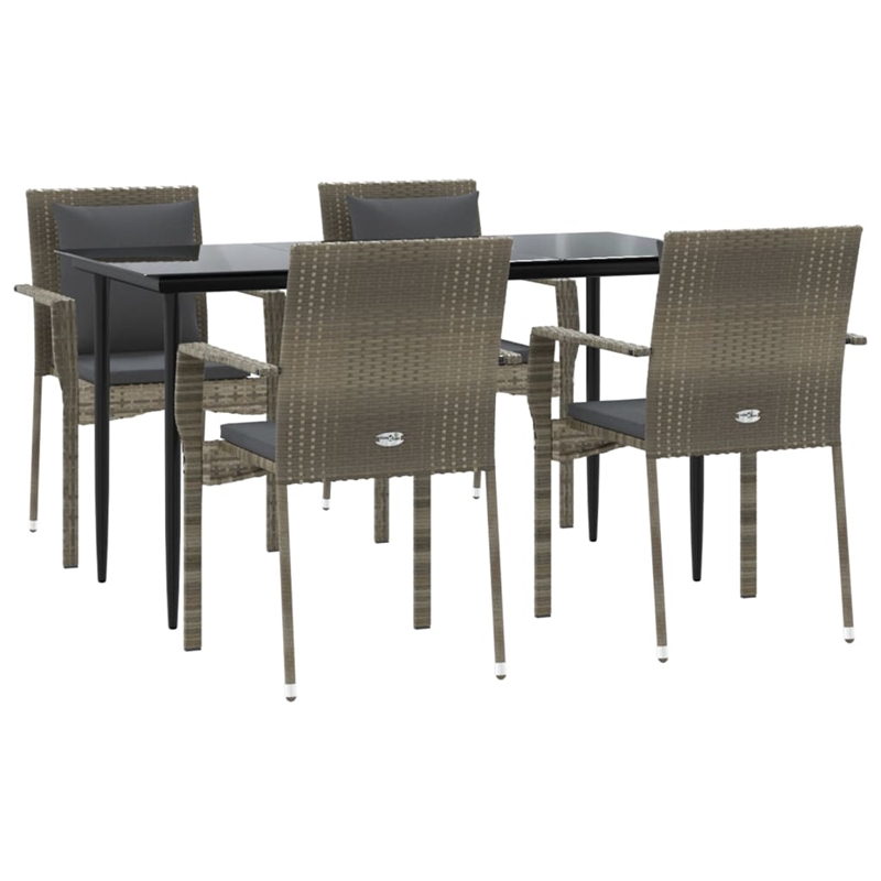 vidaXL Garden Dining Set in Black and Gray