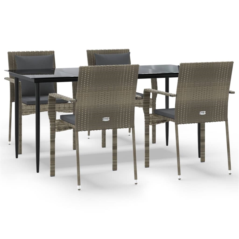 vidaXL Garden Dining Set in Black and Gray