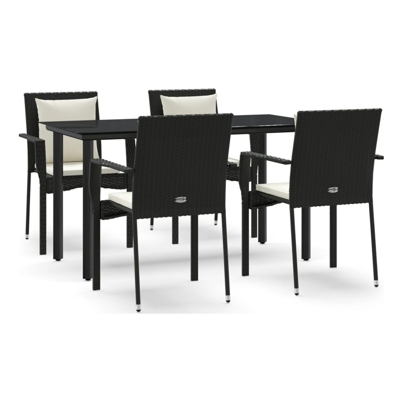 vidaXL PE Rattan Durable Garden Dining Set in Black