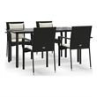 vidaXL Poly Rattan 5-Piece Garden Dining Set in Black and Cream White