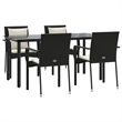 vidaXL Poly Rattan 5-Piece Garden Dining Set in Black and Cream White