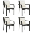 vidaXL Poly Rattan 5-Piece Garden Dining Set in Black and Cream White
