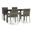 vidaXL PE Rattan Medium Durable Garden Dining Set in Black and Gray