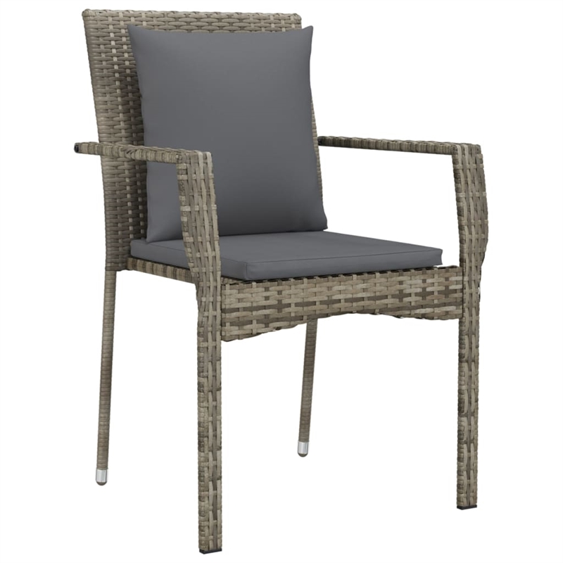 vidaXL PE Rattan Medium Durable Garden Dining Set in Black and Gray