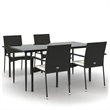 vidaXL Garden Dining Set in Black/Cream White
