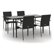 vidaXL Garden Dining Set in Black/Cream White