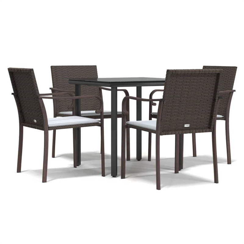 vidaXL PE Rattan 5 Piece Garden Dining Set in Brown