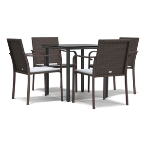 vidaXL PE Rattan 5 Piece Garden Dining Set in Brown