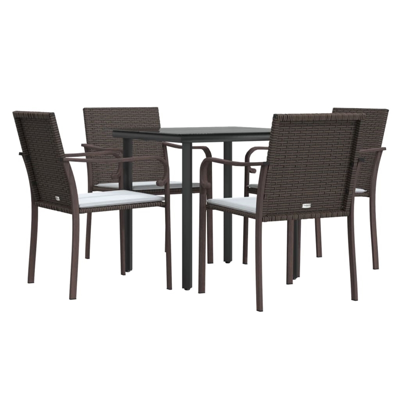 vidaXL PE Rattan 5 Piece Garden Dining Set in Brown