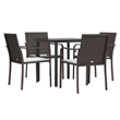 vidaXL PE Rattan 5 Piece Garden Dining Set in Brown