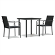 vidaXL PE Rattan/Steel/Tempered Glass Garden Dining Set in Black/Dark Gray