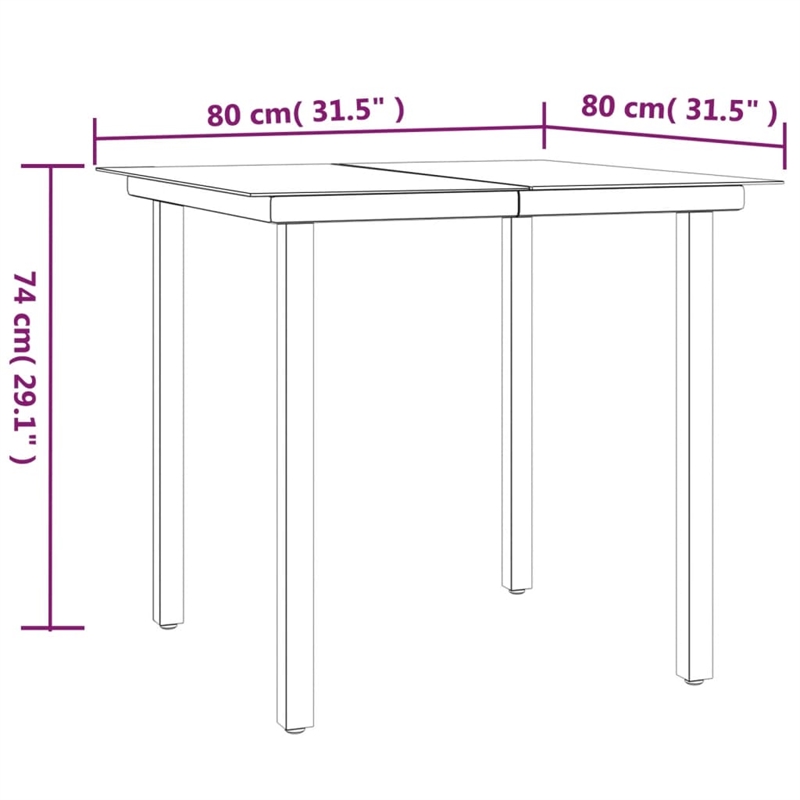 vidaXL PE Rattan/Steel/Tempered Glass Garden Dining Set in Black/Dark Gray
