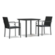 vidaXL PE Rattan/Steel/Tempered Glass Garden Dining Set in Black/Dark Gray