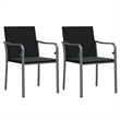 vidaXL PE Rattan/Steel/Tempered Glass Garden Dining Set in Black/Dark Gray