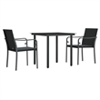 vidaXL PE Rattan/Steel/Tempered Glass Garden Dining Set in Black/Dark Gray
