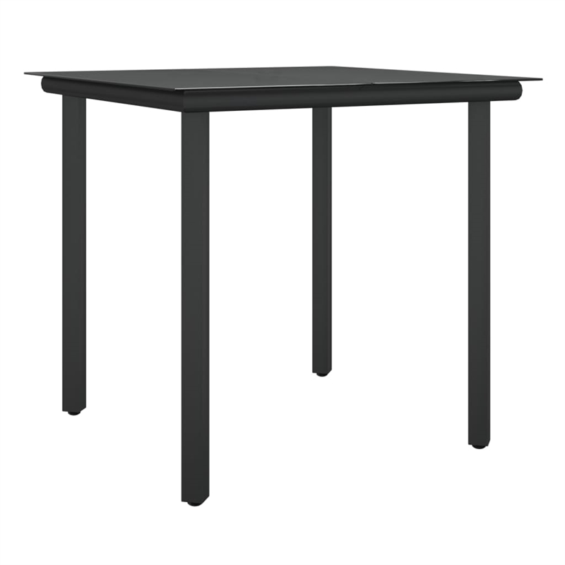 vidaXL PE Rattan/Steel/Tempered Glass Garden Dining Set in Black/Dark Gray