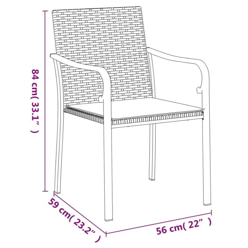 vidaXL PE Rattan/Steel/Tempered Glass Garden Dining Set in Black/Dark Gray