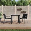 vidaXL PE Rattan/Steel/Tempered Glass Garden Dining Set in Black/Dark Gray