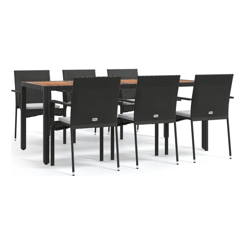vidaXL Garden Dining Set in Black/Cream White
