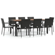 vidaXL Garden Dining Set in Black/Cream White