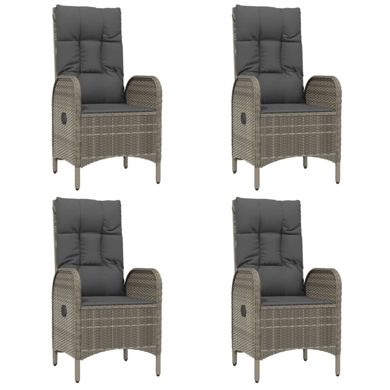 vidaXL Poly Rattan 5 Piece Garden Dining Set in Gray