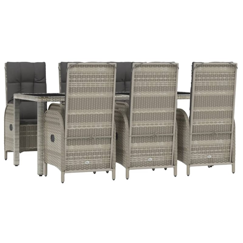 vidaXL PE Rattan Large Multi-Position Backrest Garden Dining Set in Gray
