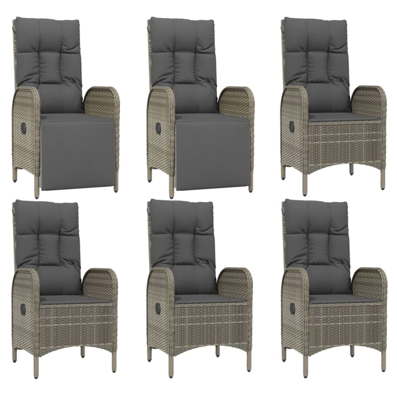vidaXL PE Rattan Large Multi-Position Backrest Garden Dining Set in Gray