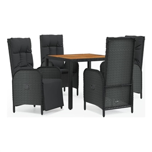 vidaXL PE Rattan Durable Garden Dining Set in Black