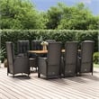 vidaXL PE Rattan 9 - Piece Garden Dining Set in Black