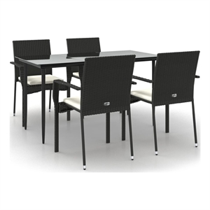 vidaXL PE Rattan Durable Garden Dining Set in Black