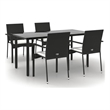 vidaXL Garden Dining Set in Black/Cream White