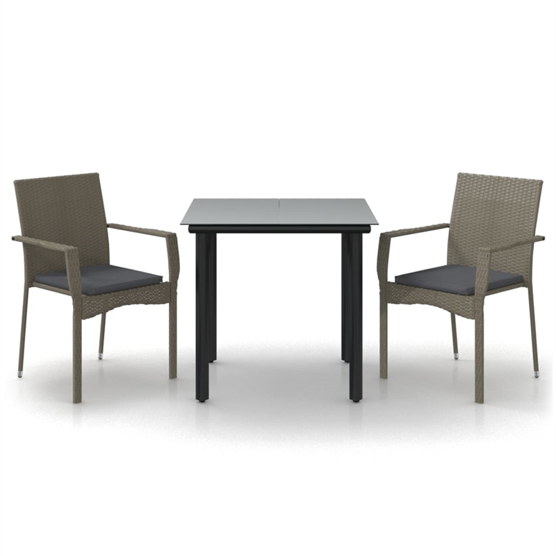 vidaXL Garden Dining Set in Black and Gray