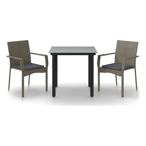 vidaXL Garden Dining Set in Black and Gray