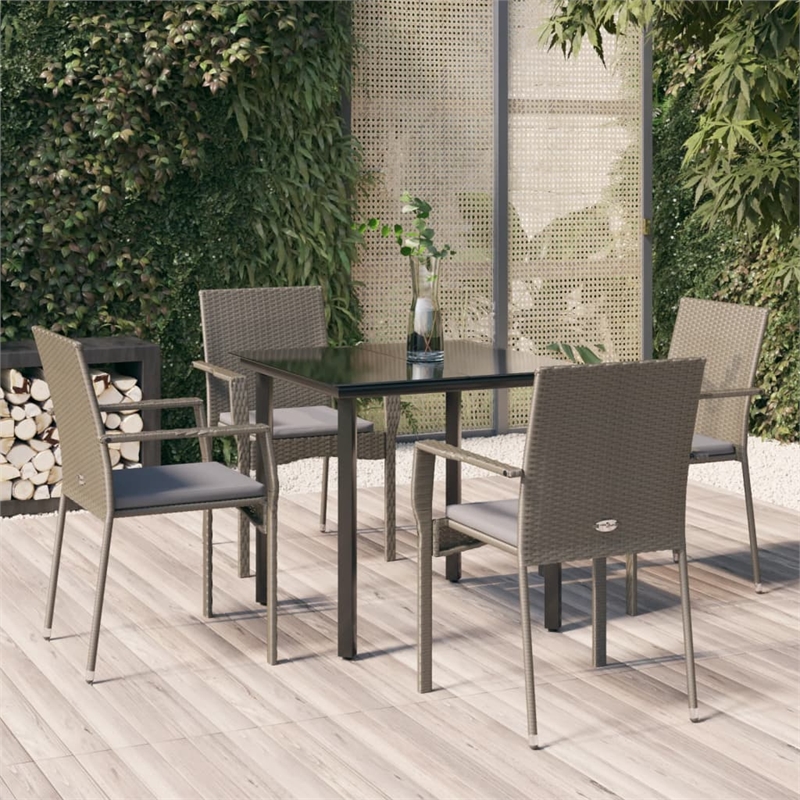 vidaXL Garden Dining Set in Black and Gray