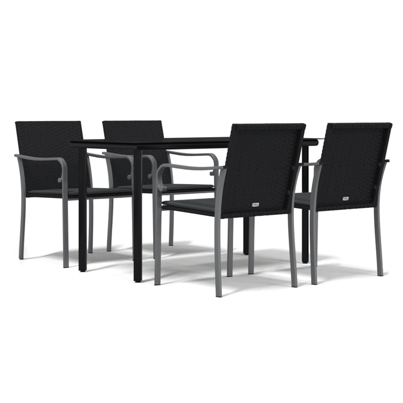 vidaXL Garden Dining Set in Black/Dark Gray