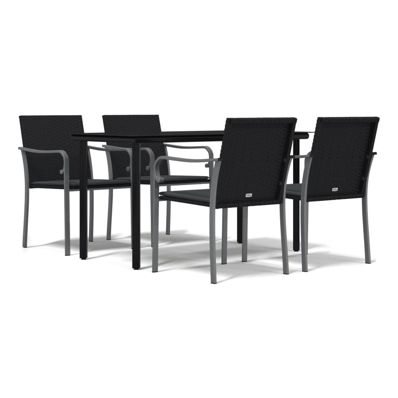 vidaXL Garden Dining Set in Black/Dark Gray