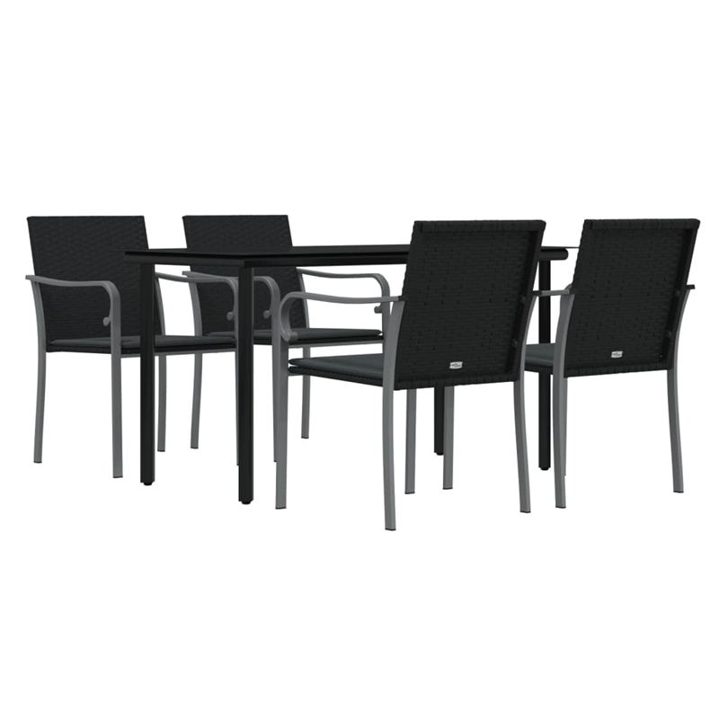 vidaXL Garden Dining Set in Black/Dark Gray