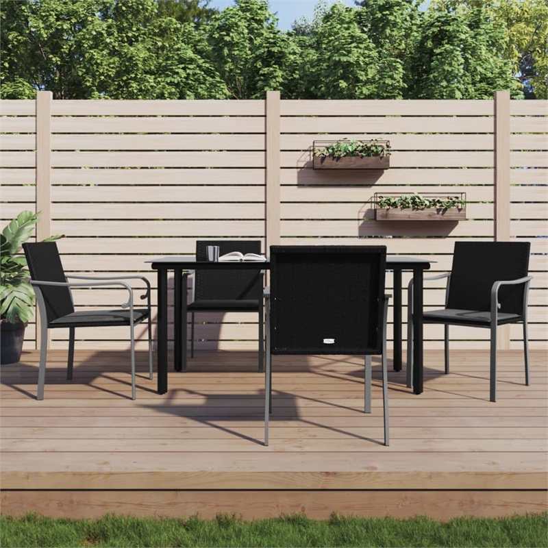 vidaXL Garden Dining Set in Black/Dark Gray
