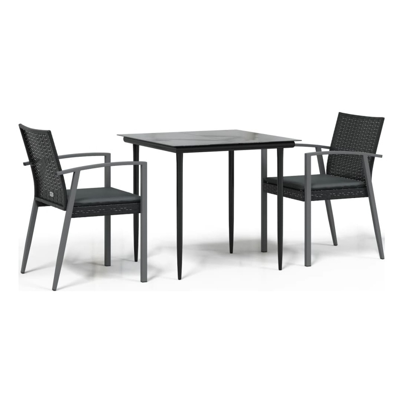 vidaXL Garden Dining Set in Black/Dark Gray