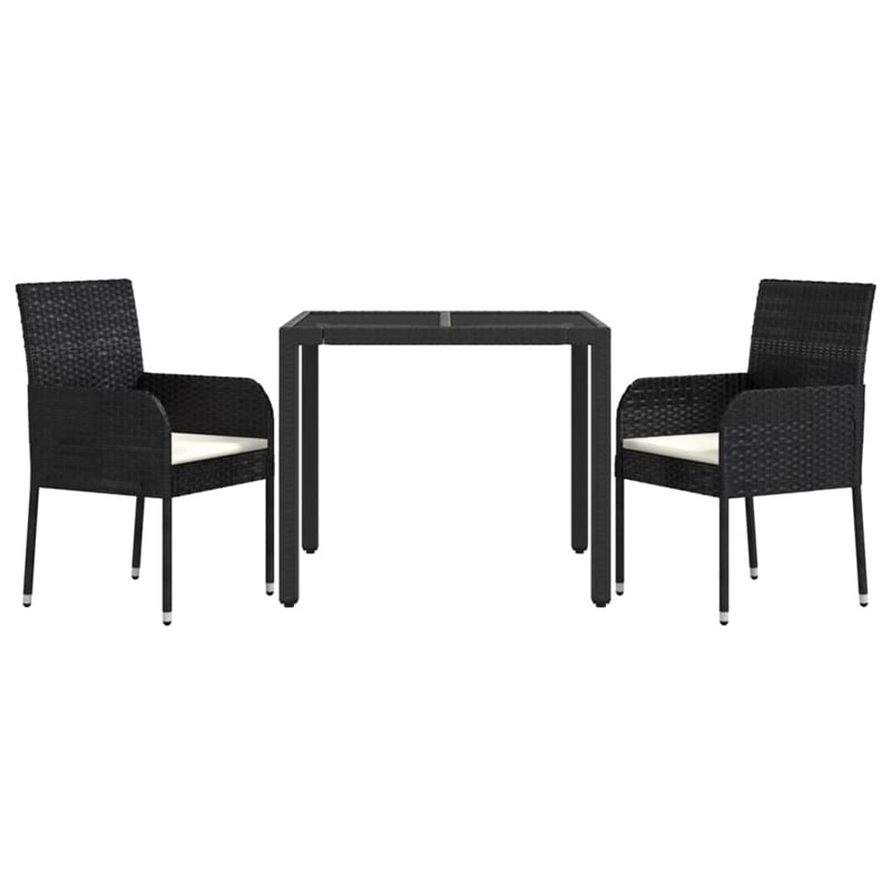 vidaXL Poly Rattan Regular Modular Garden Dining Set in Black