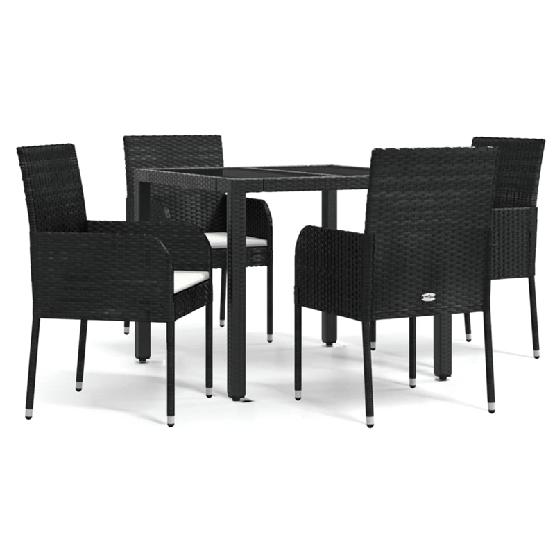 vidaXL Garden Dining Set in Black/Cream White