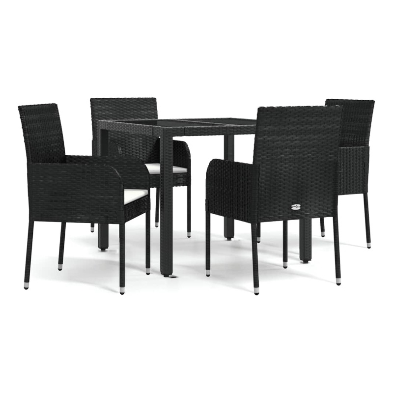 vidaXL Garden Dining Set in Black/Cream White