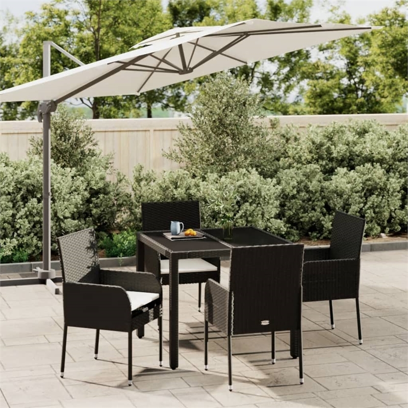 vidaXL Garden Dining Set in Black/Cream White