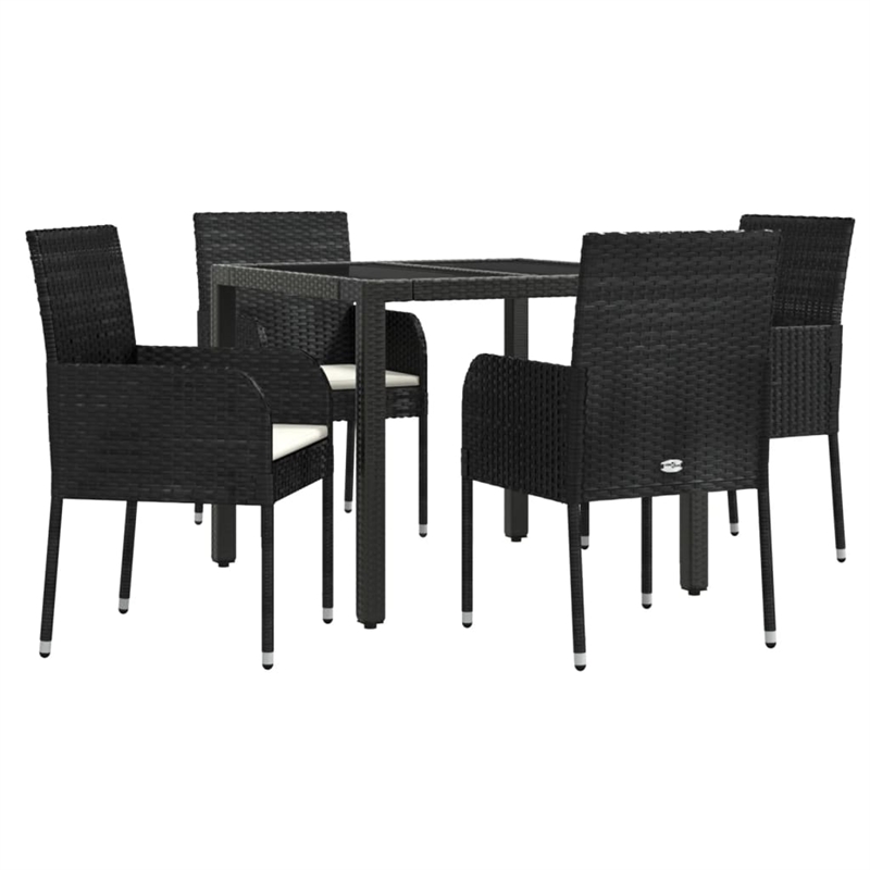 vidaXL Garden Dining Set in Black/Cream White