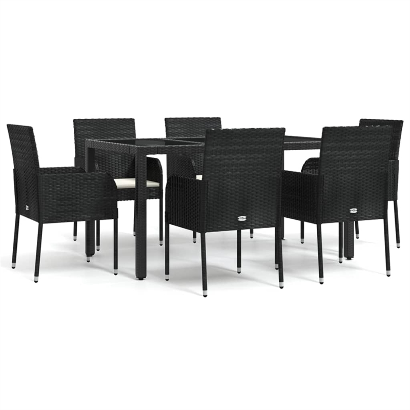 vidaXL Garden Dining Set in Black/Cream White