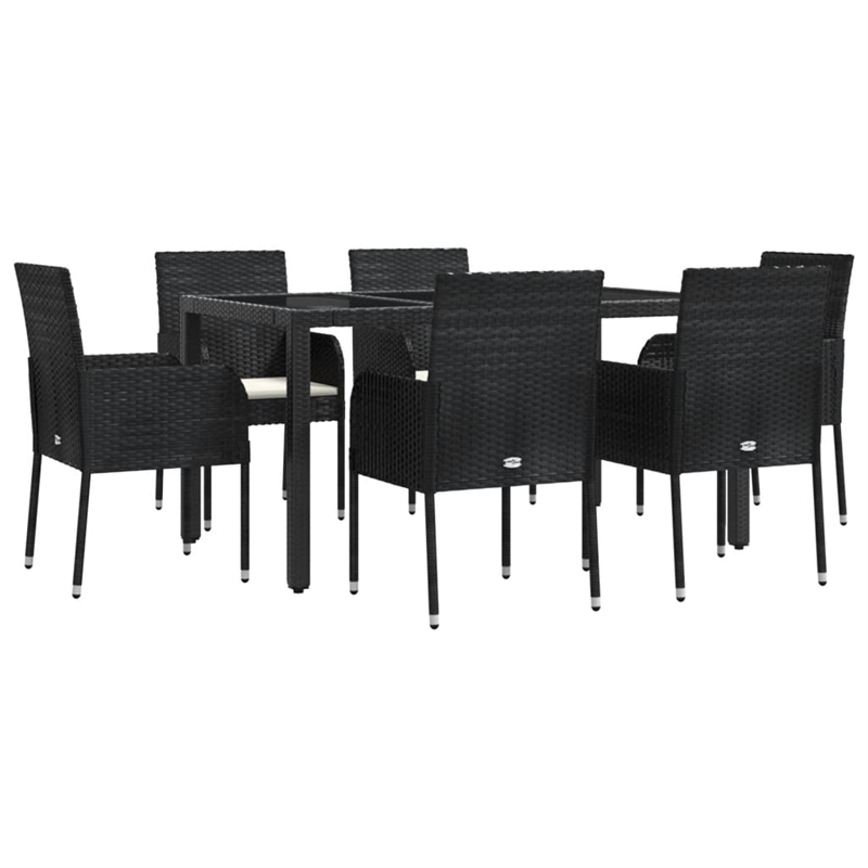 vidaXL Garden Dining Set in Black/Cream White
